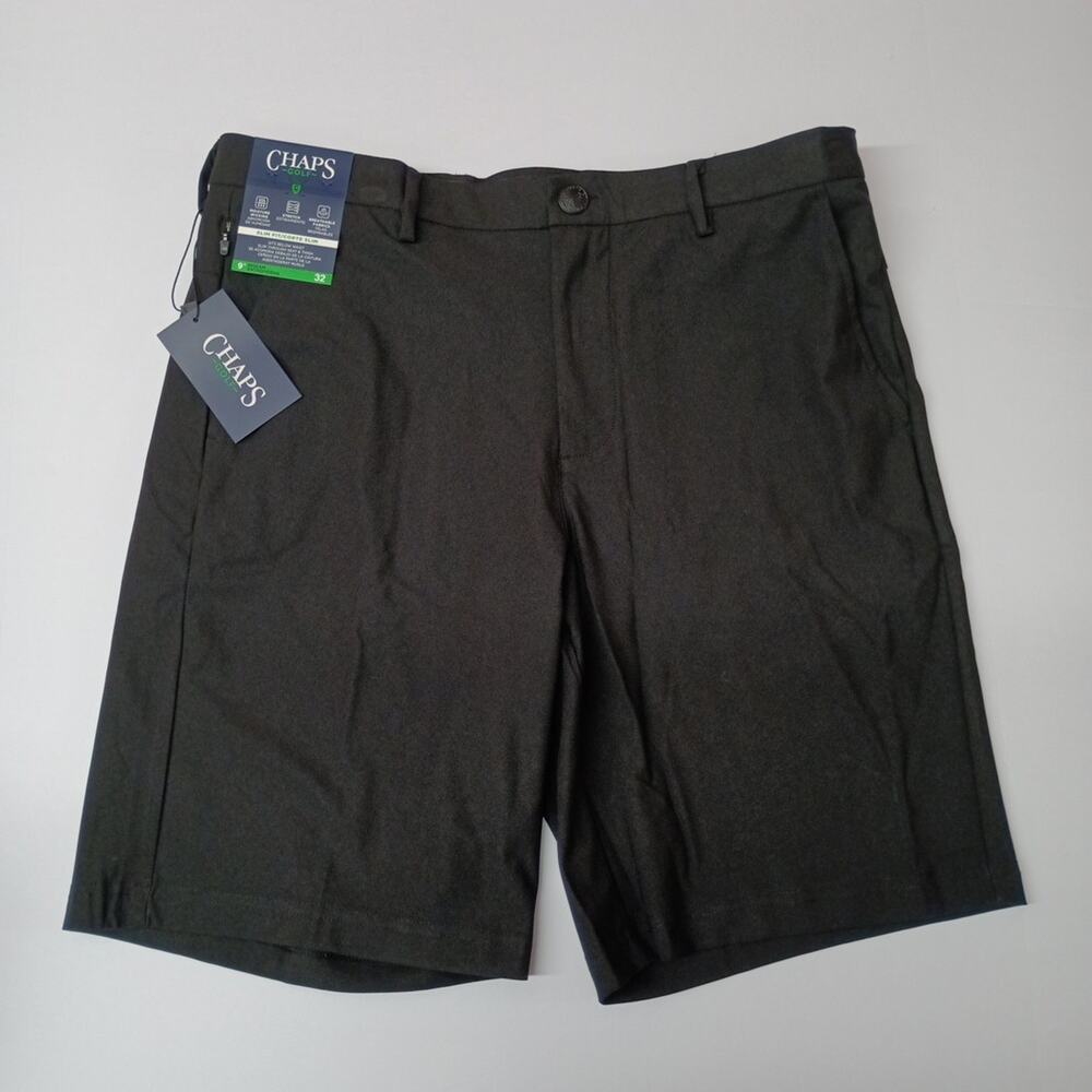 Chaps Golf Shorts Men's 32 Black Slim Fit 9" Inseam Stretch